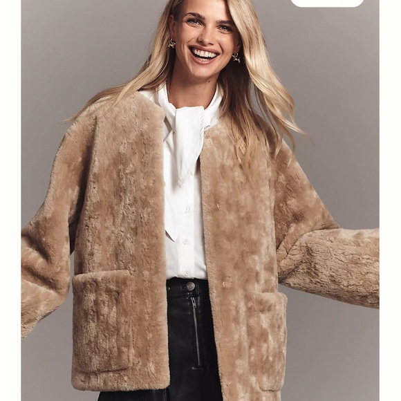 Maeve Jackets & Blazers - Maeve Cozy Tan Teddy Jacket